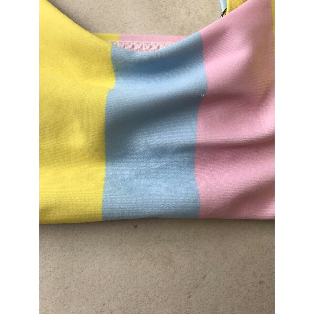 Shein Swim Women M Bikini Swimsuit Multicolor Striped Padded Bra Swimwear NWT - Picture 3 of 12